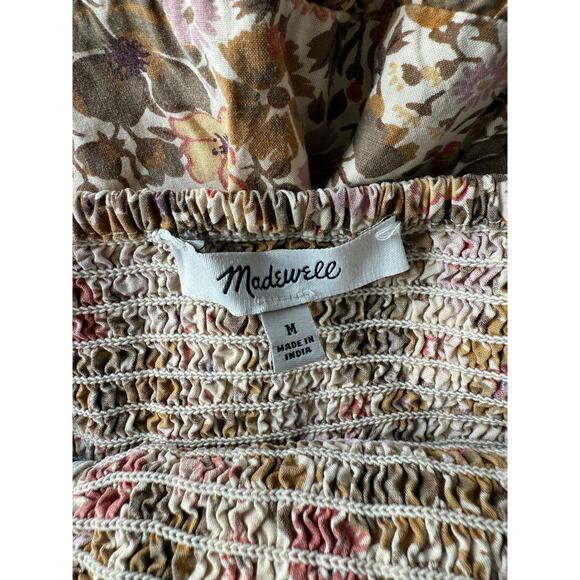 Madewell Tucker Tie Strap Floral Smocked Lucie Mini Dress – Size Medium - Picture 11 of 14